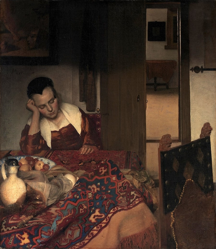 A Girl Asleep, 1657 by Johannes Vermeer